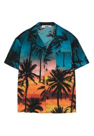 MSGM Kids palm-tree print shirt - Blu