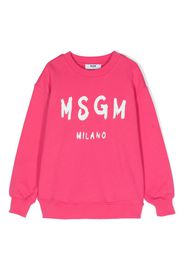 MSGM Kids logo-print cotton sweatshirt - Rosa