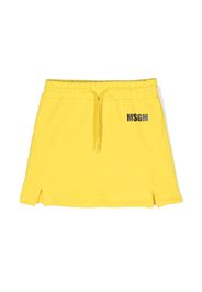 MSGM Kids logo-print jersey skirt - Giallo