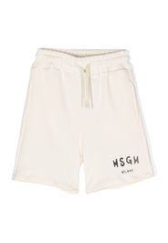 MSGM Kids logo-print drawstring shorts - Bianco