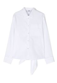 MSGM Kids logo-embroidered cotton poplin shirt - Bianco