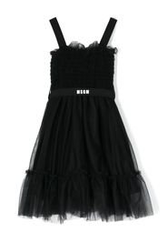 MSGM Kids logo-print tiered dress - Nero