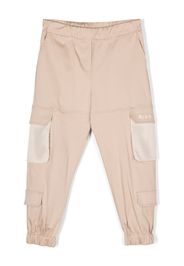 MSGM Kids embroidered-logo mesh-panelling trousers - Toni neutri