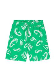MSGM Kids abstract-print bermuda shorts - Verde