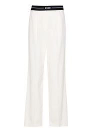 MSGM logo-waistband wide-leg trousers - Bianco