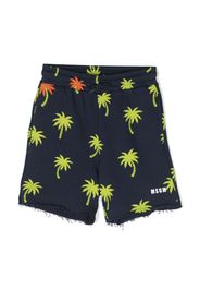 MSGM Kids Shorts con stampa Palm Tree - Blu