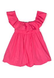 MSGM Kids logo-embroidered taffeta dress - Rosa