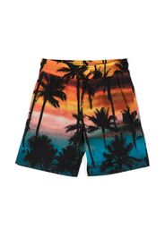 MSGM Kids sunset-print drawstring shorts - Arancione