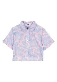 MSGM Kids Hawaiian floral-print cropped shirt - Rosa