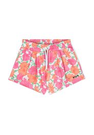 MSGM Kids Shorts sportivi a fiori - Bianco