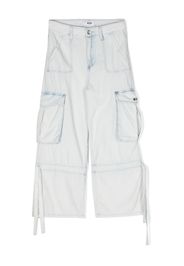 MSGM Kids logo-embroidered chambray jeans - Blu