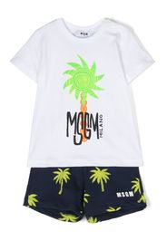 MSGM Kids palm-tree short set - Bianco