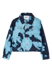 MSGM Kids bleached-effect denim jacket - Blu