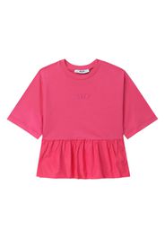 MSGM Kids ruffled cotton T-shirt - Rosa