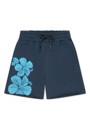 MSGM Kids floral-print drawstring shorts - Blu
