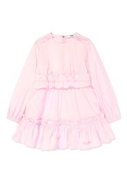 MSGM Kids logo-embroidered ruffled dress - Verde