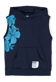 MSGM Kids floral-print sleeveless hoodie - Blu