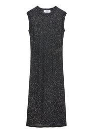 MSGM Abito midi semi trasparente con paillettes - Nero