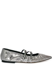MSGM metallic-finish ballerina shoes - Argento