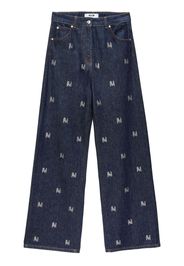 MSGM Jeans a gamba ampia con strass - Blu