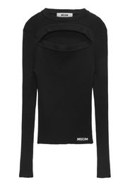 MSGM Maglione a coste con dettaglio cut-out - Nero