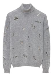 MSGM Maglione a collo alto con decorazione - Grigio