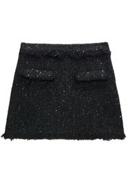 MSGM frayed-trim bouclé miniskirt - Nero