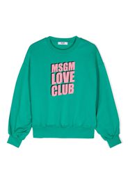 MSGM Kids Felpa con logo floccato - Verde