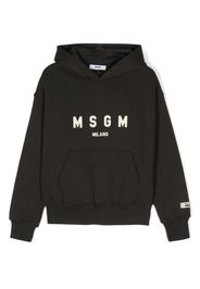 MSGM Kids logo-print cotton hoodie - Grigio