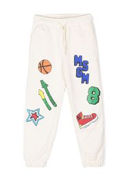 MSGM Kids logo-print tapered trousers - Toni neutri
