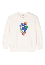 MSGM Kids logo-print cotton sweatshirt - Toni neutri