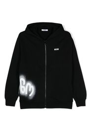 MSGM Kids zip-up logo-print hoodie - Nero