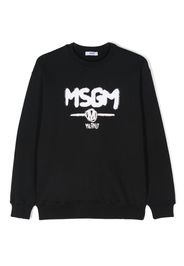 MSGM Kids logo-print cotton sweatshirt - Nero