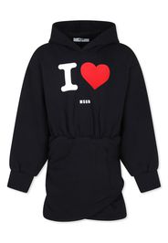 MSGM Kids logo-print hooded dress - NERO