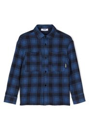MSGM Kids tartan-pattern shirt - Blu