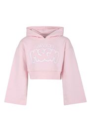 MSGM Kids logo-embroidered hoodie - Rosa