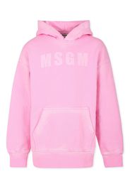 MSGM Kids logo-print cotton hoodie - Rosa