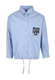 MSGM Kids logo-print drawstring shirt - Blu
