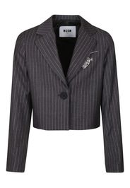 MSGM Kids pinstriped single-breasted blazer - Grigio