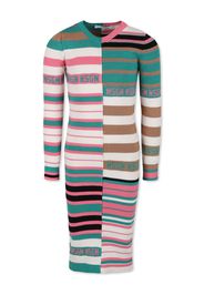 MSGM Kids intarsia-knit logo striped dress - Verde