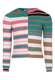 MSGM Kids striped sweater - Verde