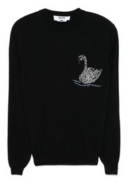 MSGM Maglione con motivo cigno - Nero