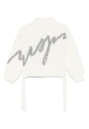 MSGM Kids Maglione con logo a intarsi - Bianco