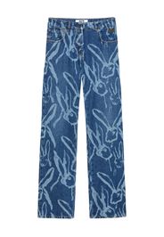 MSGM rabbit-print trousers - Blu