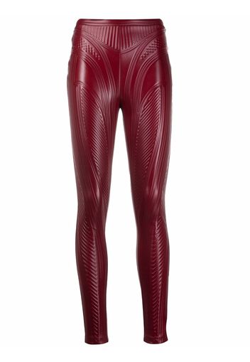 Mugler sheen-finish embossed leggings - Rosso