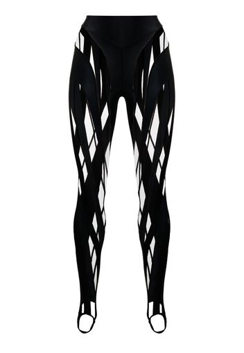 Mugler sheer-panelled leggings - Nero