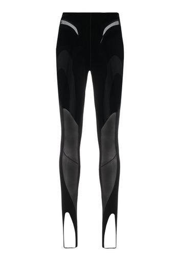 Mugler x Wolford semi-sheer flocked leggings - Nero