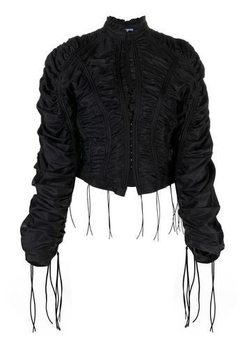 Mugler gathered drawstring-embellished bomber jacket - Nero