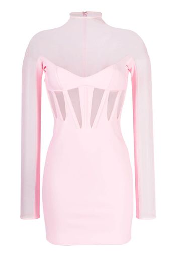 Mugler Corset Illusion sheer-panels minidress - Rosa