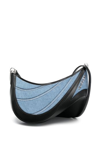 Mugler denim spiral curve 01 shoulder bag - Blu